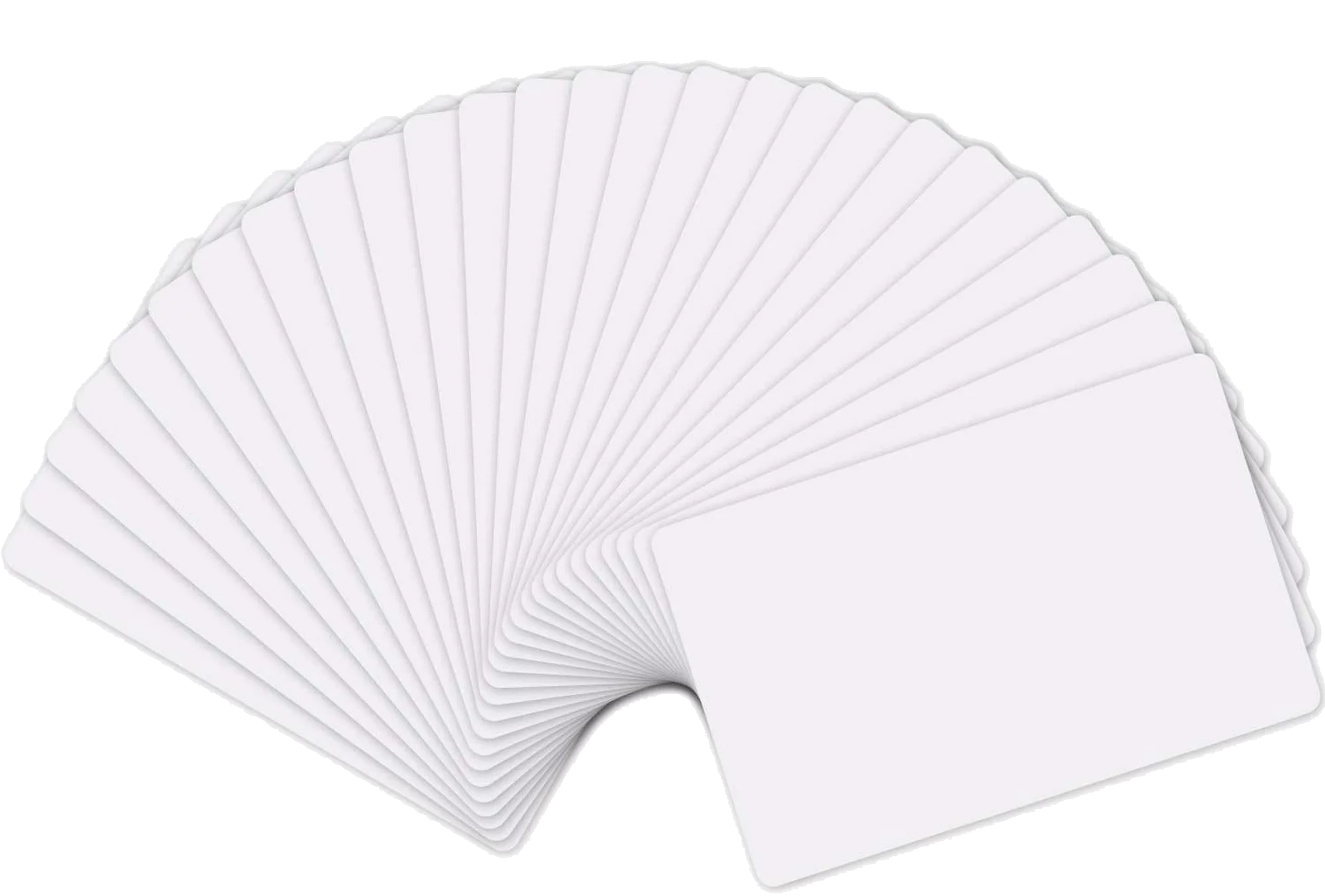 Blank white NFC review cards in a fan